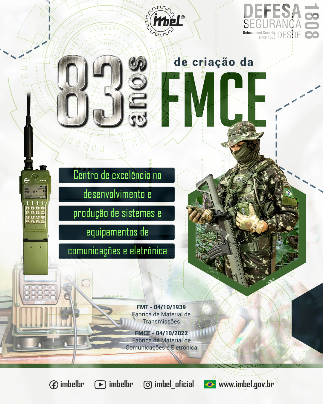 Homenagem da IMBEL ao 83º aniversário de criação da FMCE